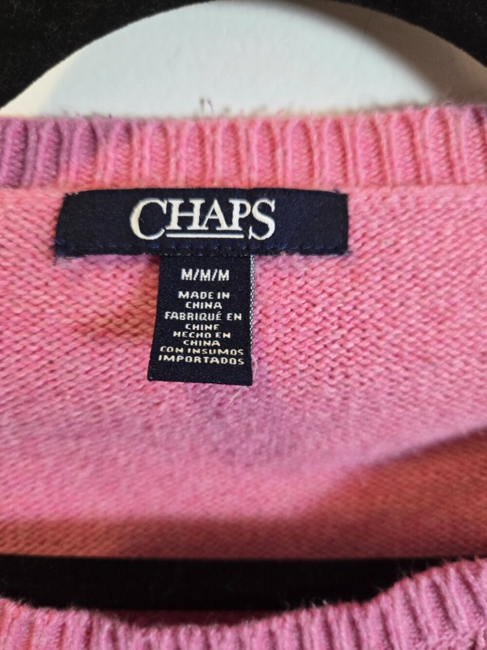 Chaps Pink Cable Knit Sweater Women's Medium Cotton Blend Preppy Cottagecore - Picture 2 of 7